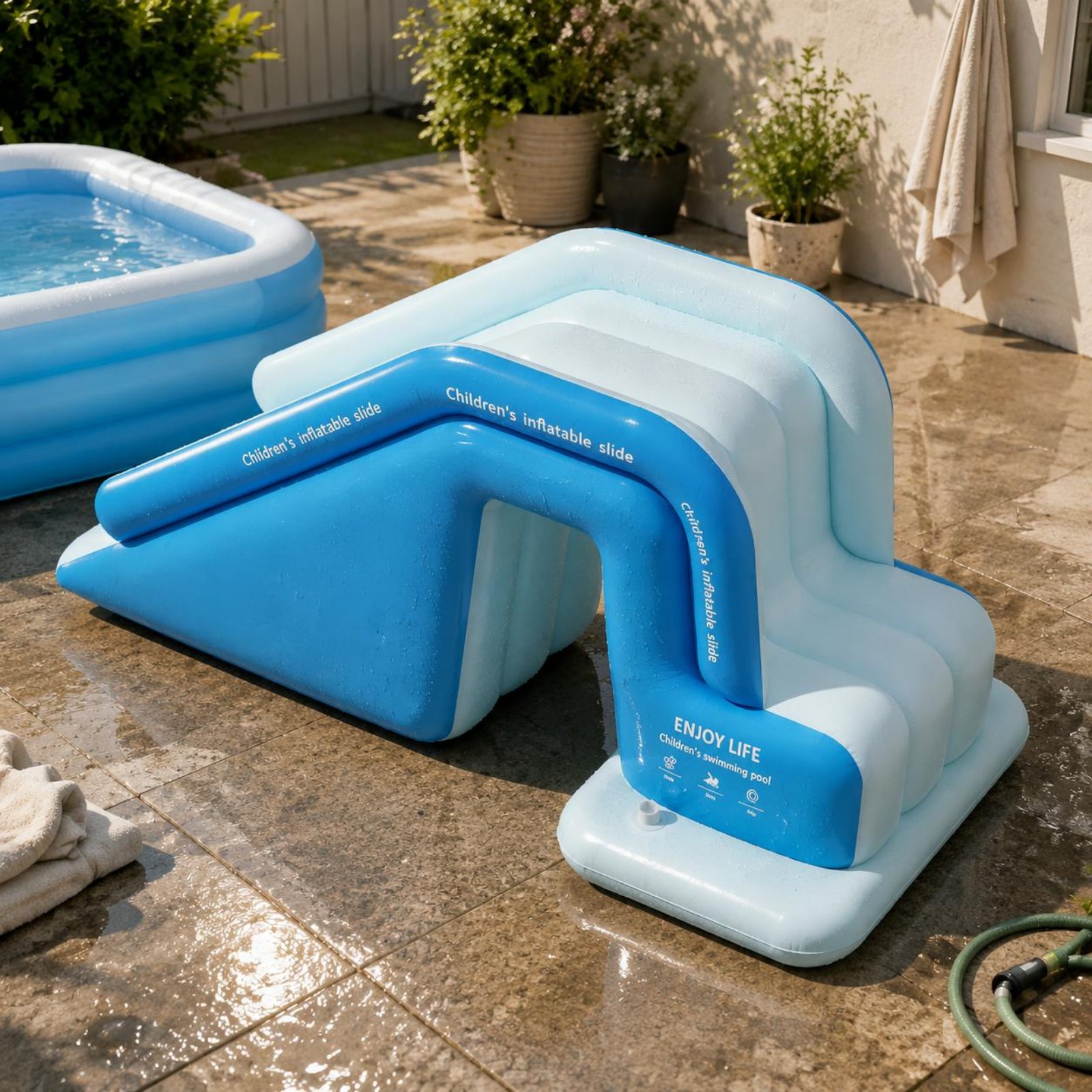 Water Slide Inflatable - Toboggan gonflable pliable pour piscine, parc