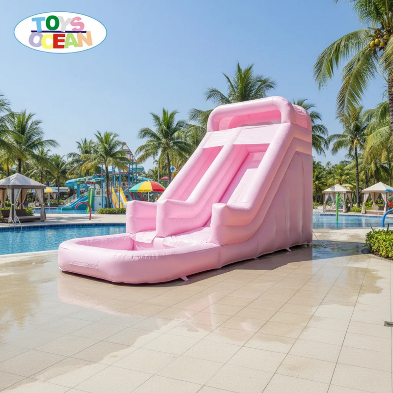Water Slide Inflatable - Toboggan aquatique gonflable rose double piste