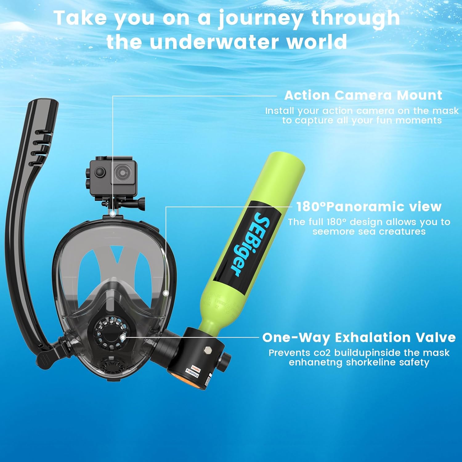 Mini-bouteille de plongée 0,5L - Snorkel Mask Full Face avis et prix